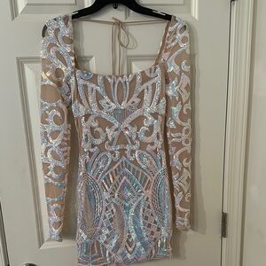 Lucy in the Sky White Cream Long Sleeve Bodycon Dress